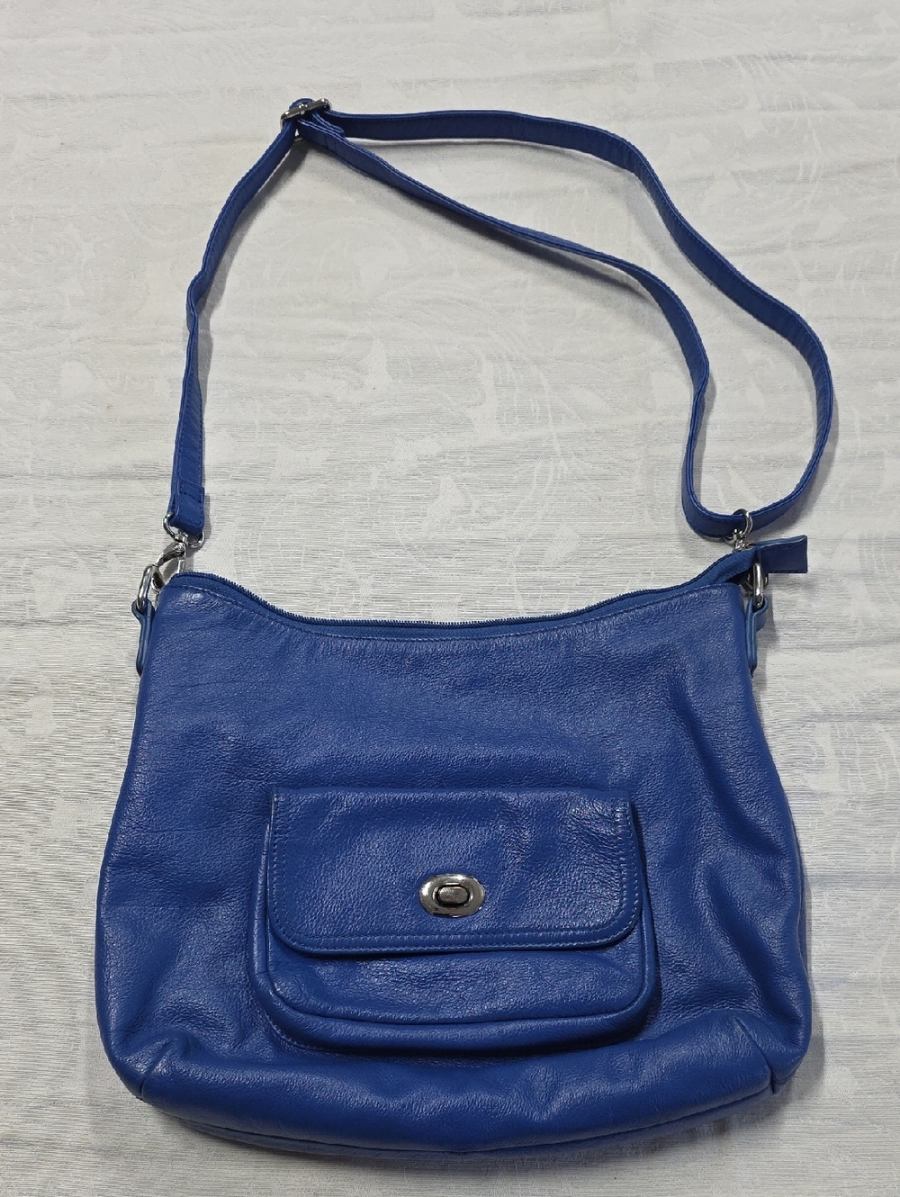 Blue Crossbody Bag with Turn-Lock Detail